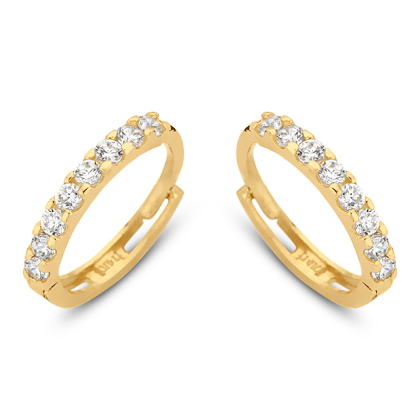 Klappcreolen mit 16 Zirkonia Gold 585 - 12mm x 1,5mm