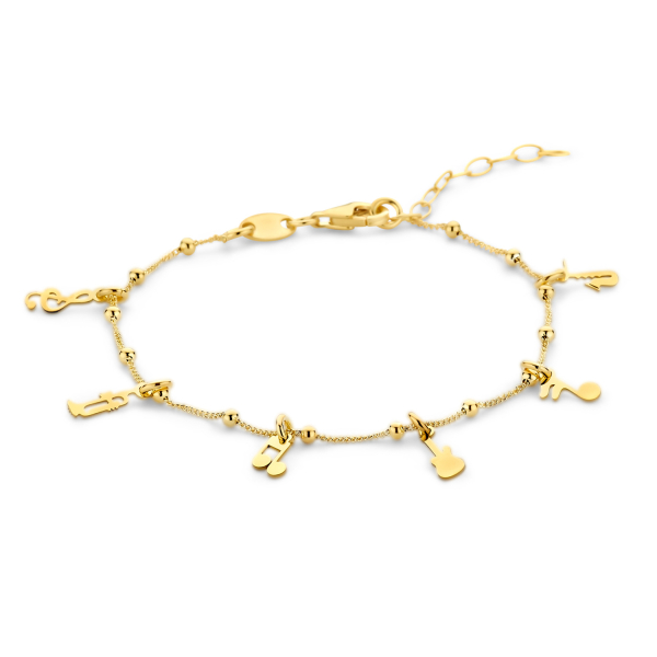 Armband Musik Noten Instrumente Silber 925 vergoldet