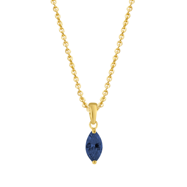Collier Zirkonia blau Gold 585 - Ankerkette 45cm mit Zwischenösen