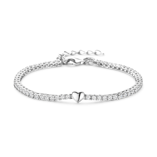 Tennisarmband Silber 925 rhodiniert - 58 Zirkonia - Herzen