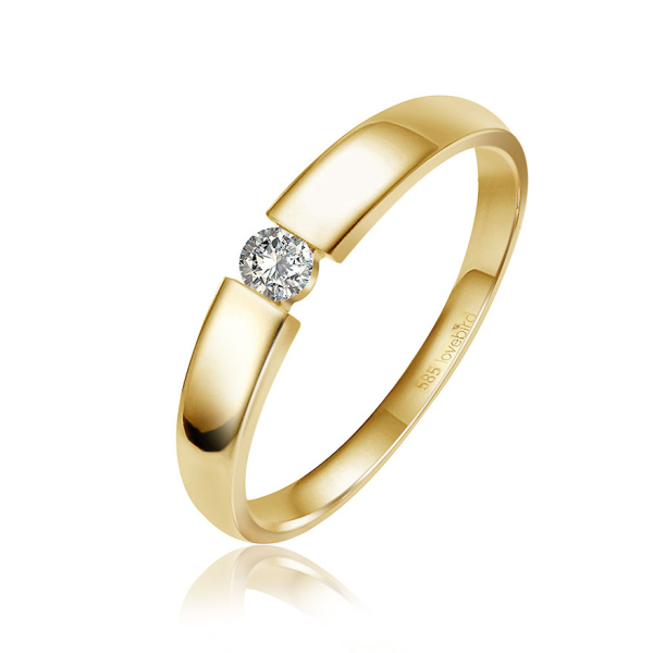 Lovebird Spannring Gelbgold 585 - Brillant 0,10 ct.