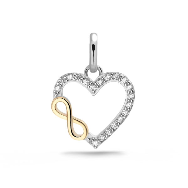 Anhänger Herz Infinity Silber 925 rhodiniert teilvergoldet - Bicolor - Zirkonia