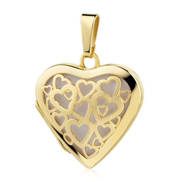 Herz Medaillon Silber 925 vergoldet - Herzmotiv - 20x20mm - 5 Milliemes