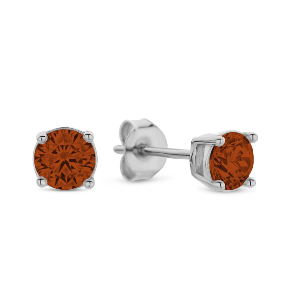 Ohrstecker mit Zirkonia rot Silber 925 rhodiniert - Ø 4mm