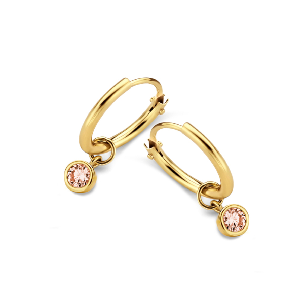 Creolen Gold 585 - 11mm - Zirkonia Champagner 3mm