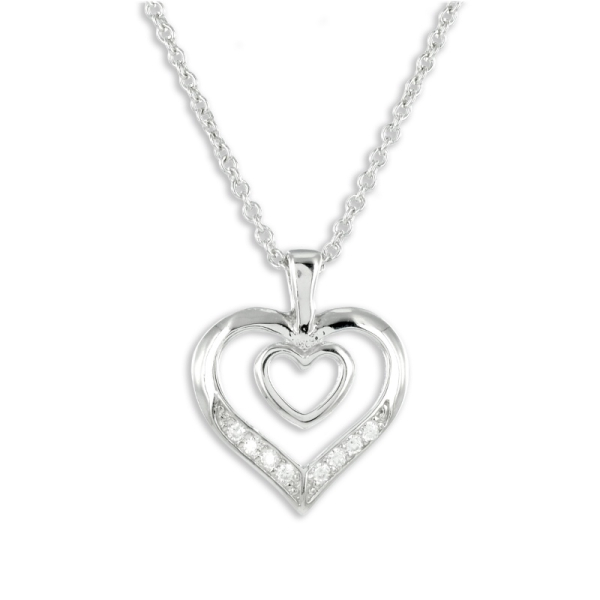 Collier Herz Silber 925 rhodiniert - 8 Zirkonia