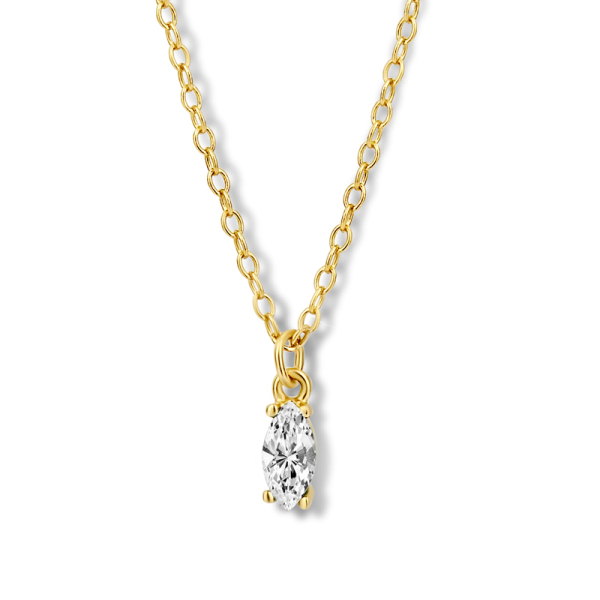 Collier mit Zirkonia Silber 925 vergoldet - 6x3mm - 40+5cm