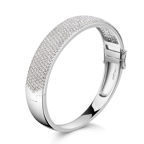 Armreif Silber 925 rhodiniert - 350 Zirkonia - 60mm