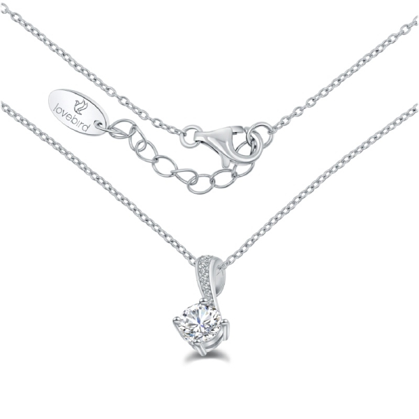 Lovebird Collier mit 7 Zirkonia 101 Facetten Silber 925 rhodiniert - Bild 2
