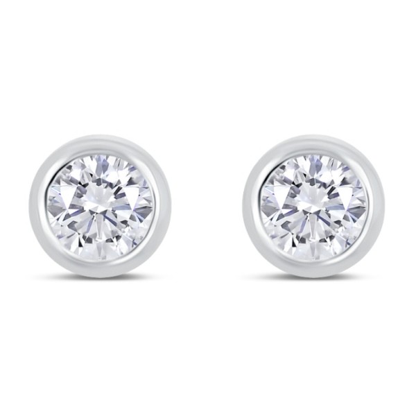 Lovebird Ohrstecker Silber 925 rhodiniert - Zirkonia 101 Facetten - 6mm