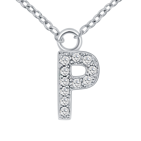 Lovebird Buchstabencollier P Silber 925 rhodiniert - 11 Zirkonia