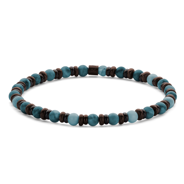 Frank 1967 Armband Blauer Apatit und Brekzienjaspis Edelstahl IPB - 4mm