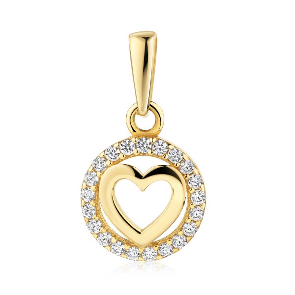 Anhänger Herz Gold 333 - 21 Zirkonia - Ø 9mm