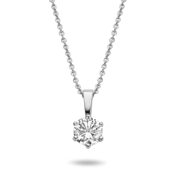 Collier mit Anhänger Zirkonia Weißgold 585 - 4mm, 6 Stotzen