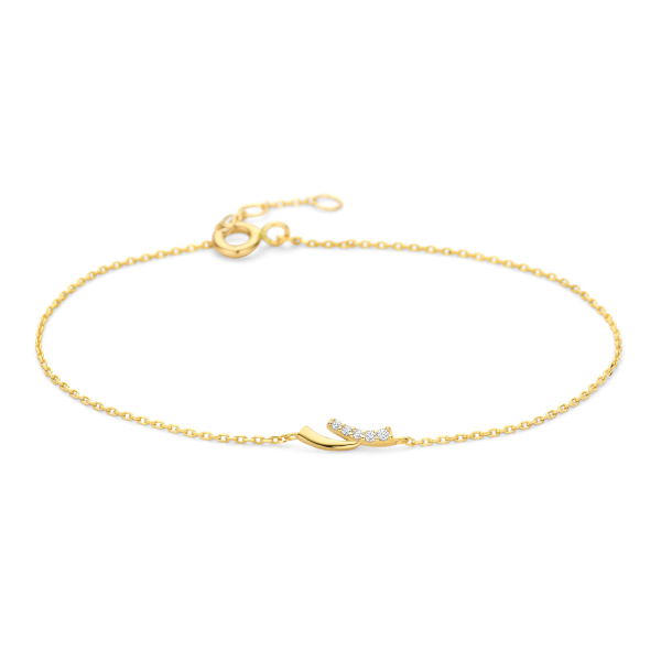 Armband Anhänger 5 Zirkonia Gold 585 - Ankerkette mit Zwischenösen