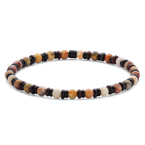 Frank 1967 Armband Edelstahl IPB - Achat und Brekzienjaspis - 4mm