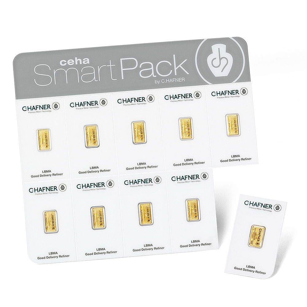 10 x 1g Goldbarren C. Hafner ceha SmartPack - 999,9 Feingold - Neuware - Bild 2