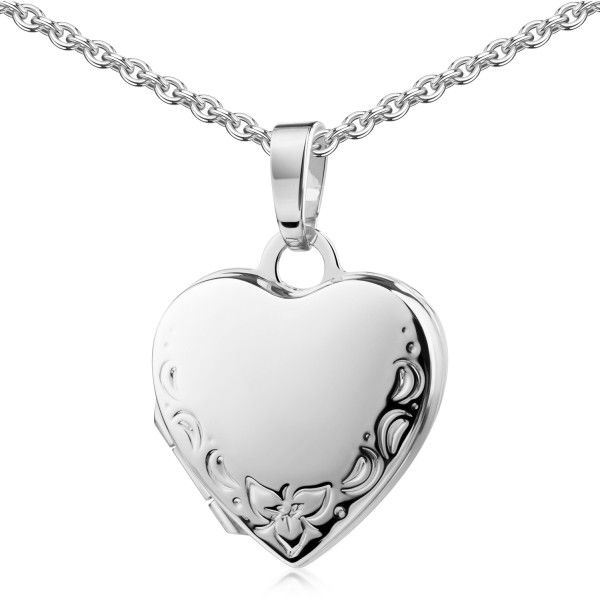 Herz Medaillon Silber 925 - gemustert - 15x14mm - gravierbar - Bild 2