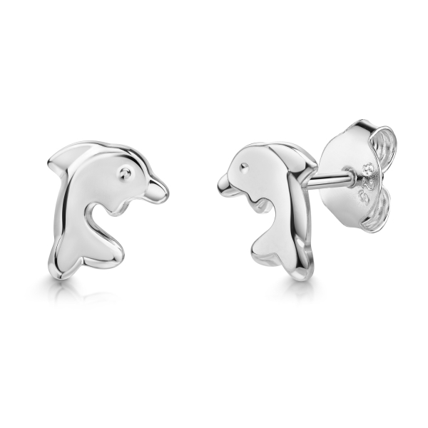 Ohrstecker Delphin Silber 925 - Hochglanz - 6,9x8,4mm