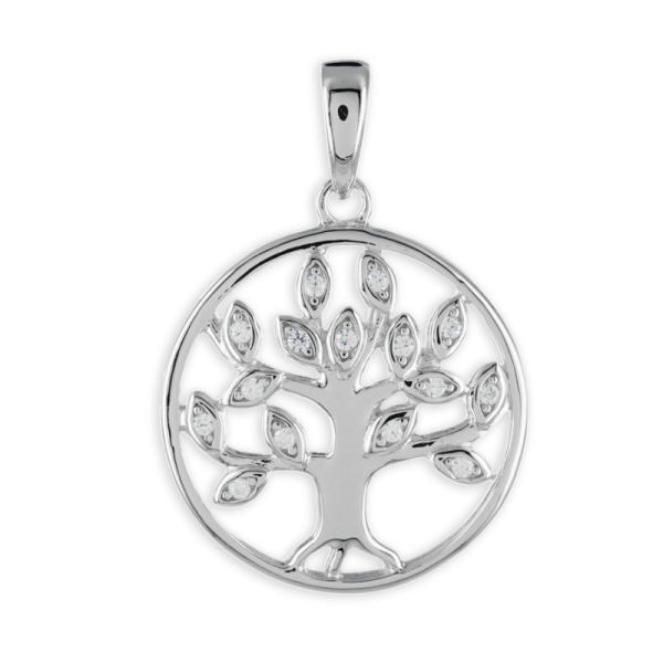 Anhänger Lebensbaum Silber 925 rhodiniert - 15 Zirkonia - 20mm