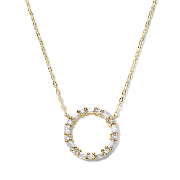 Collier Kreis Silber 925 vergoldet - 18 weiße Zirkonia