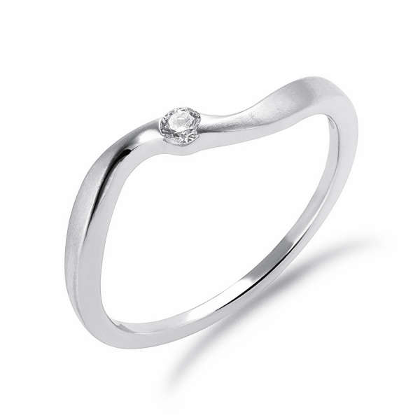 Ring Silber 925 rhodiniert - Teilmattiert mit Zirkonia