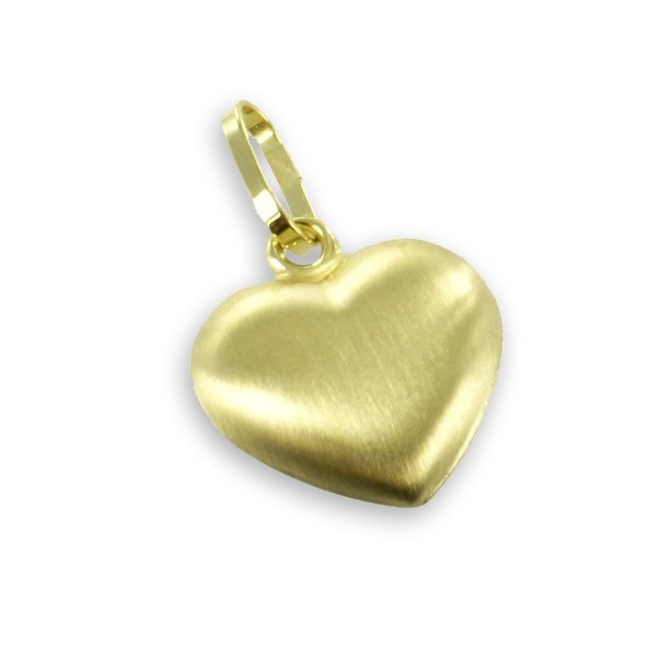 Anhänger Herz Gold 333 - Vollplastisch - Mattiert - 16,5mm hoch