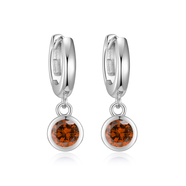 Klappcreolen mit Zirkonia Rot Silber 925 rhodiniert - Anhänger 6,7mm