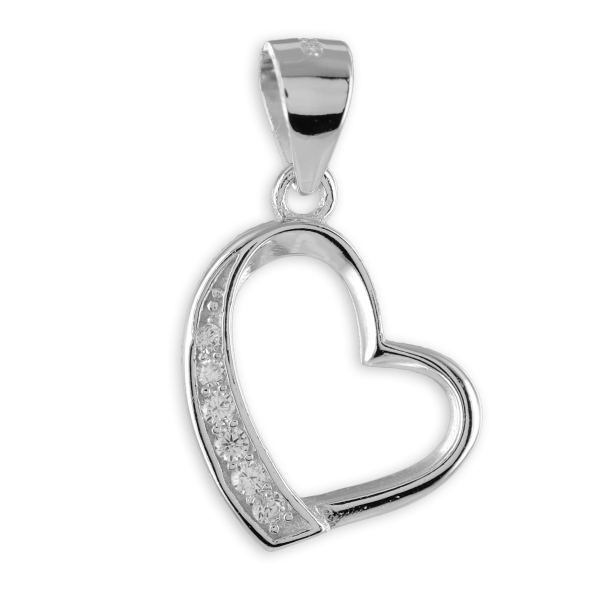 Anhänger Herz Silber 925 rhodiniert - 6 Zirkonia - 13x13mm