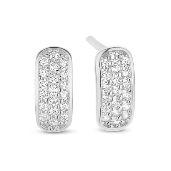 Ohrstecker mit 38 Zirkonia Silber 925 rhodiniert - 9x4,1mm