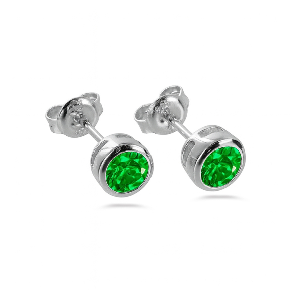 Ohrstecker Zirkonia Grün Silber 925 rhodiniert - 4,5mm