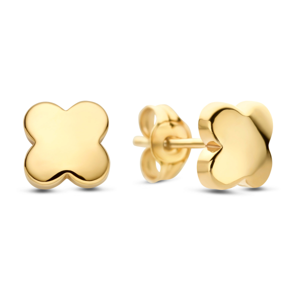 Ohrstecker Kleeblatt Gold 585 - Hochglanz - 5,5mm