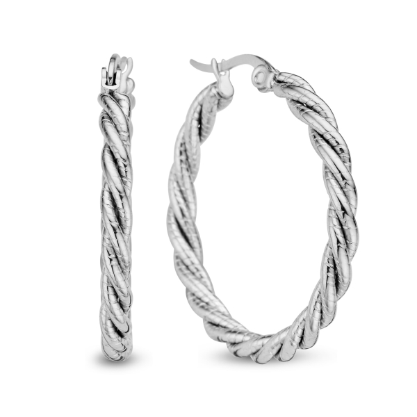 Lovebird Creolen twisted Edelstahl - Ø 30mm