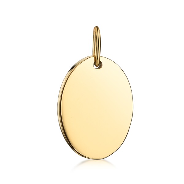 Anhänger Gravurplatte oval Edelstahl IPG - 15x11mm
