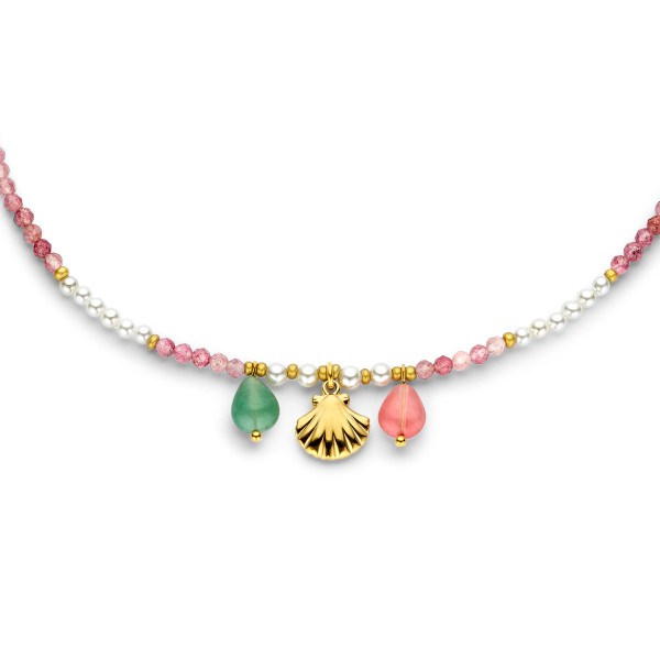 Lovebird Collier Rhodochrosit/MOP Edelstahl IPG - Bild 2