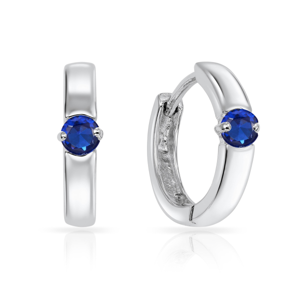 Klappcreolen Silber 925 rhodiniert - Ø 14mm - Zirkonia in Saphirblau