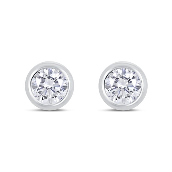 Lovebird Ohrstecker Silber 925 rhodiniert - Zirkonia 101 Facetten - 4mm