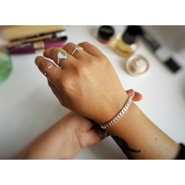Panzerarmband Silber 925 - 4,3mm breit - 2-seitig diamantiert - Bild 3