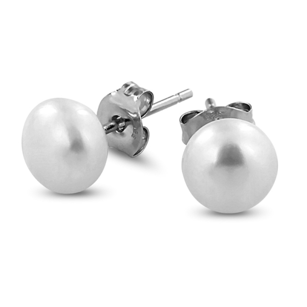 Ohrstecker Süßwasser-Zuchtperle Silber 925 rhodiniert - 7mm