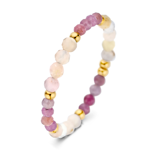 Lovebird Ring Edelstahl IPG - Opal und Turmalin