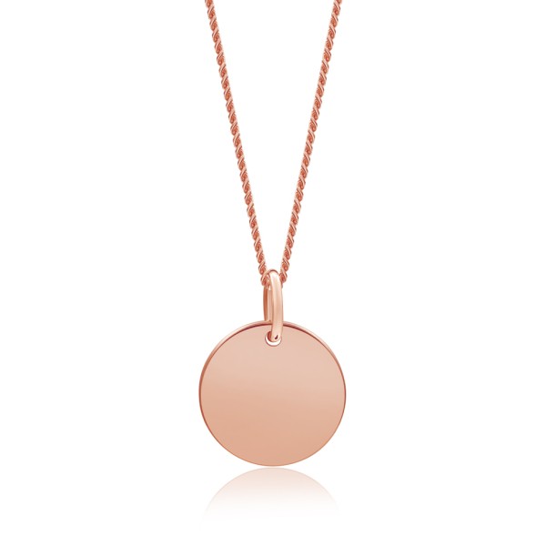 Collier mit Gravurplatte Silber 925 rosé vergoldet - Platte 10mm