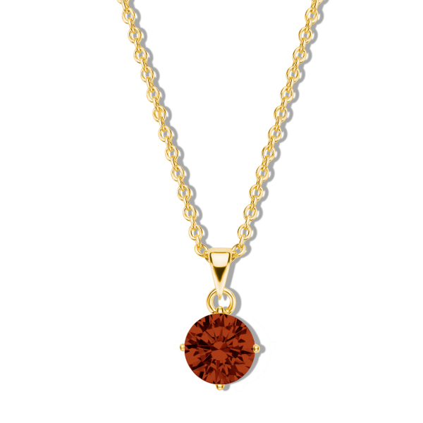 Collier mit Zirkonia rot Silber 925 vergoldet - Ø 5mm - Ankerkette