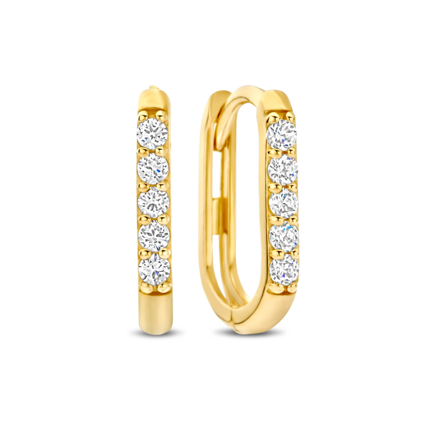 Klappcreolen Gold 585 - 10 Zirkonia - 12,2x9,8mm
