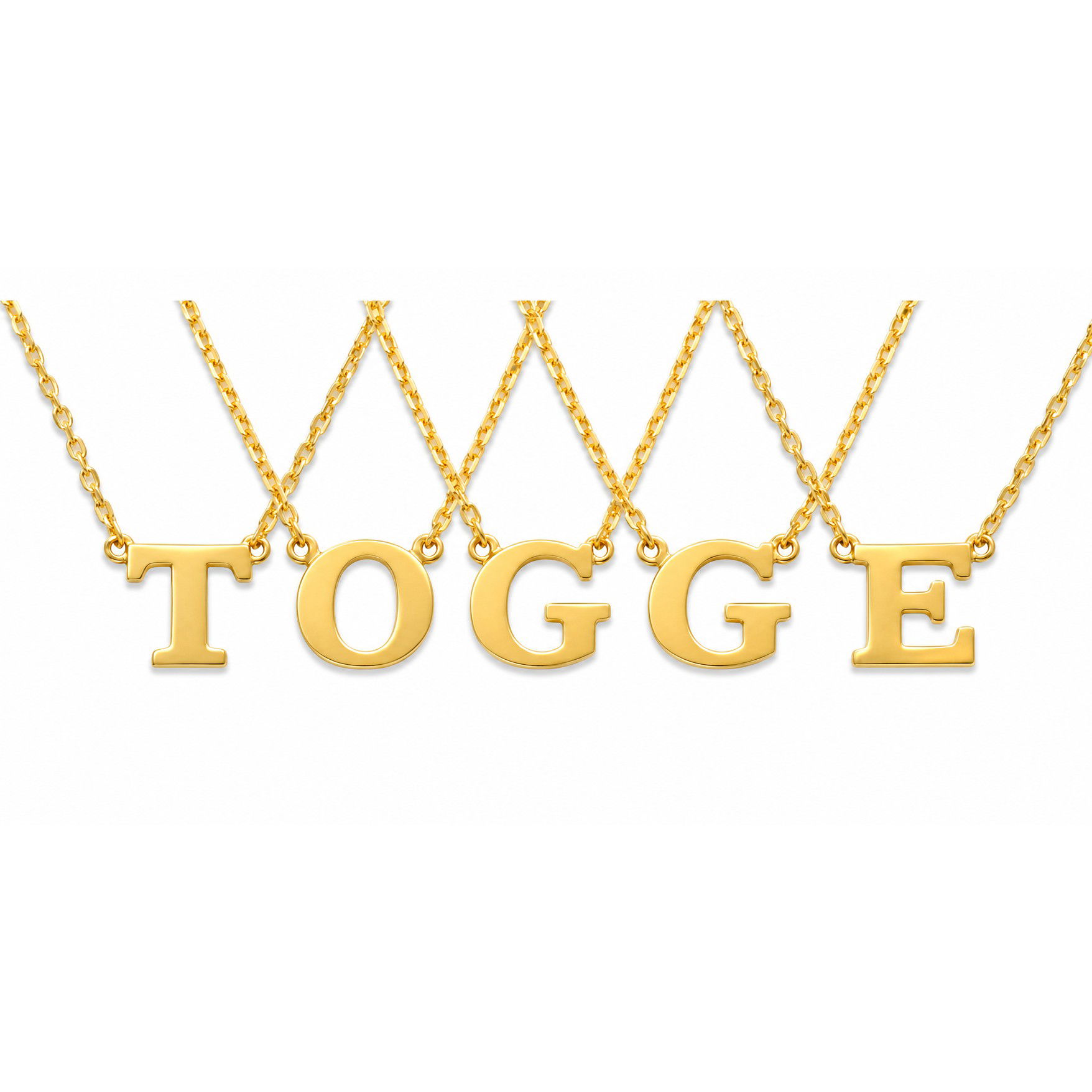 Buchstaben-Collier Gold 585 - Ankerkette diamantiert - 43cm mit Zwischenösen