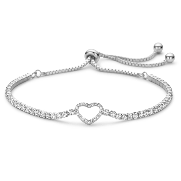 Armband Herz Silber 925 rhodiniert - 68 Zirkonia