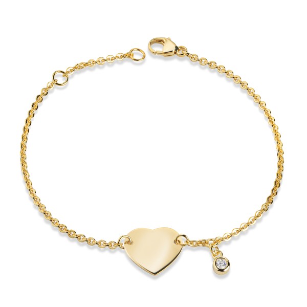 ID-Armband Damen Herz Zirkonia Gold 333 - 8 Karat