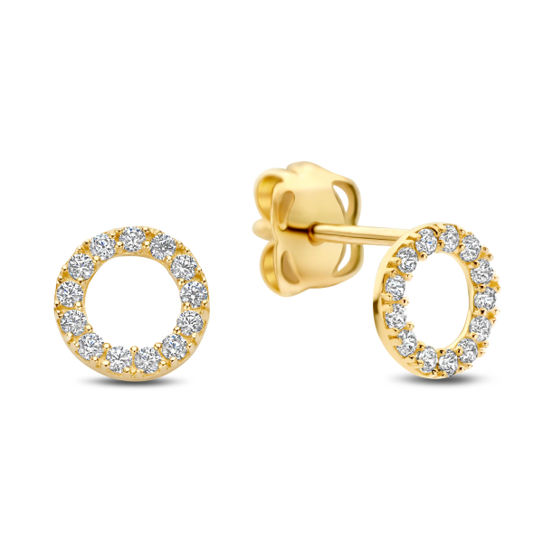 Ohrstecker Circle mit 16 Zirkonia Gold 585 - Ø 3,70mm