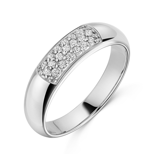 Ring Silber 925 rhodiniert - 19 Zirkonia - Schiene 3,50 auf 5,00mm