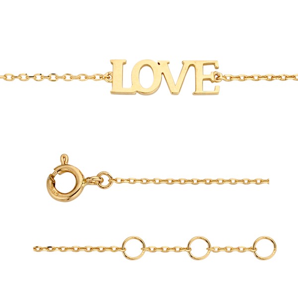 Armband LOVE Gold 585 - Ankerkette mit Zwischenösen