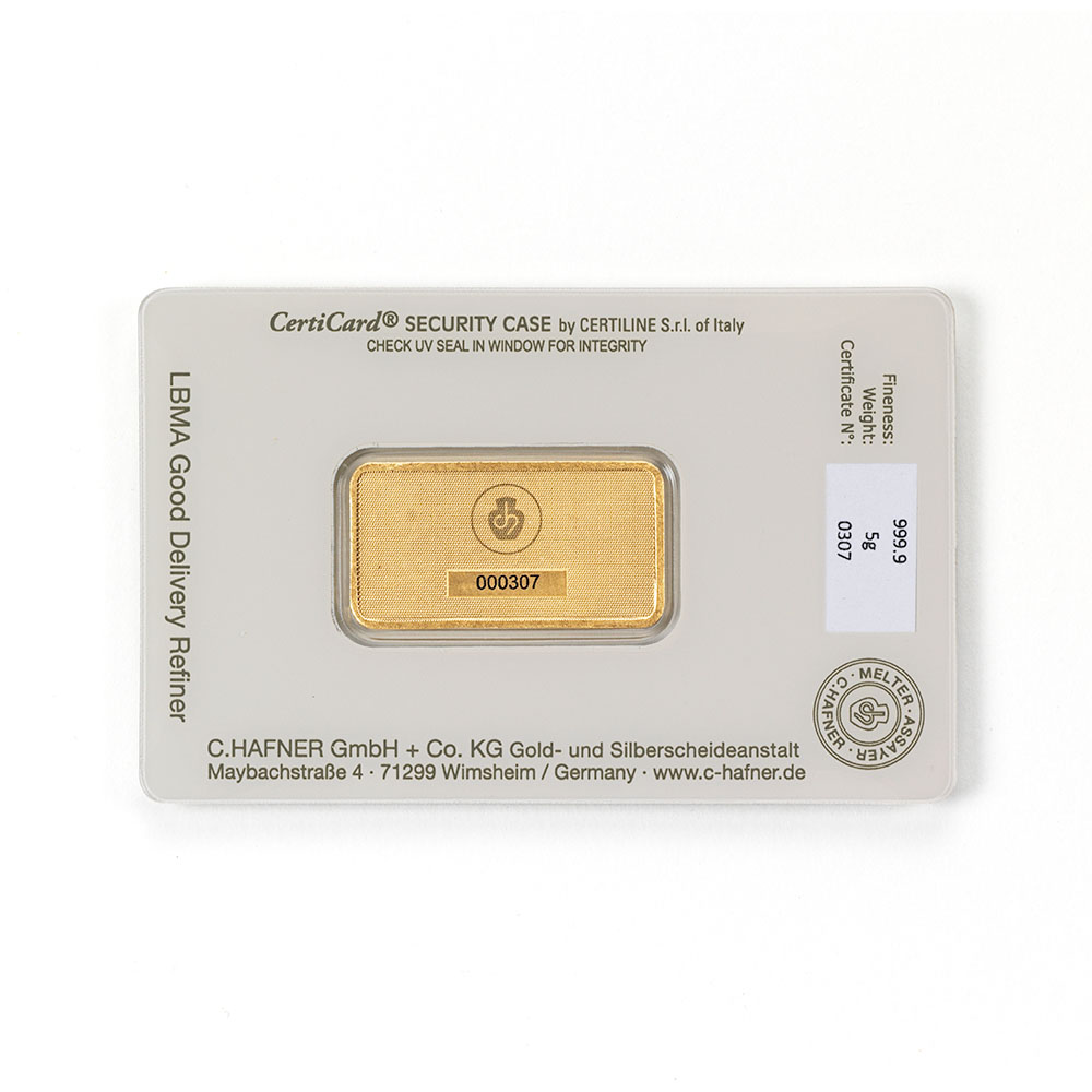 5g Goldbarren C.HAFNER - 999,9 Feingold - Neuware - Bild 3